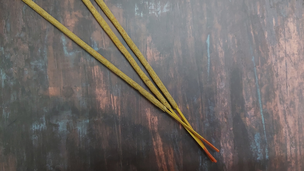 Close up of Shroff Amber Rose incense made by Channabasappa & Co.